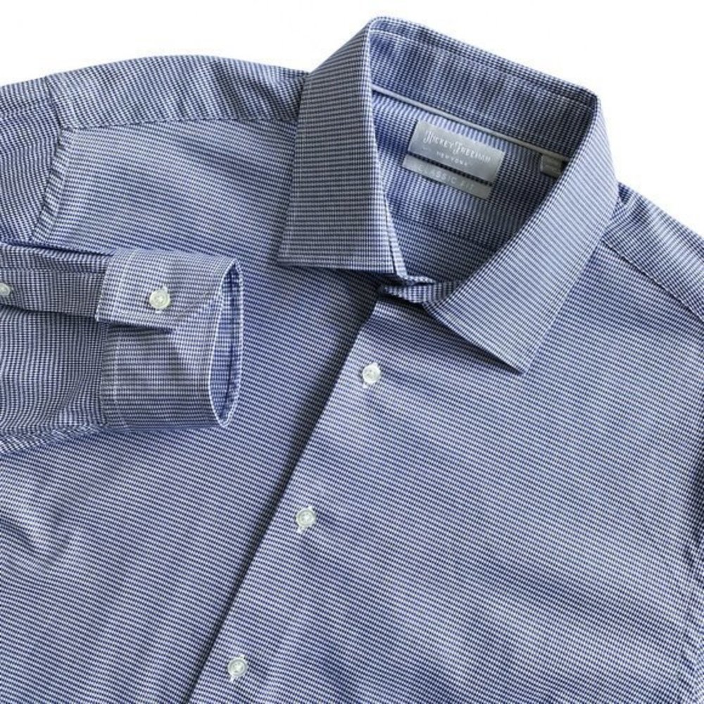 HICKEY FREEMAN Mens Blue Long Sleeve Classic Fit Button Up Shirt Size 32/33‎